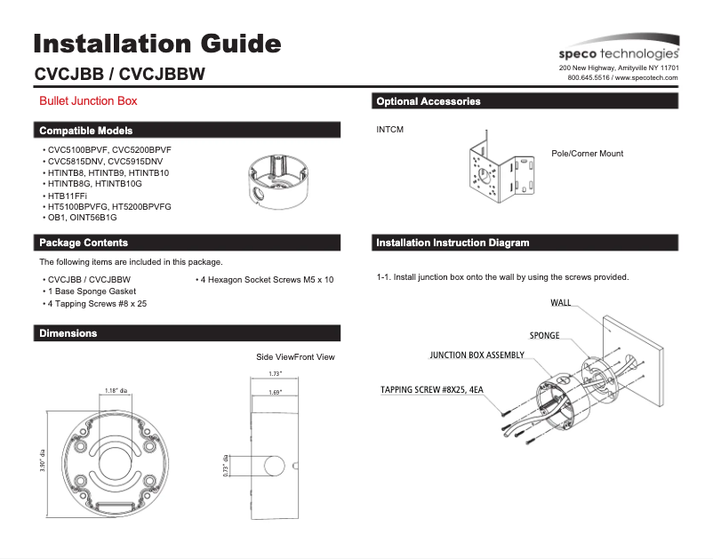 Page 1 of the manual User Manual Speco Technologies CVCJBB