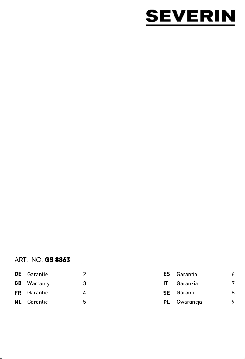 Page 1 of the manual Warranty Information Severin GS 8863