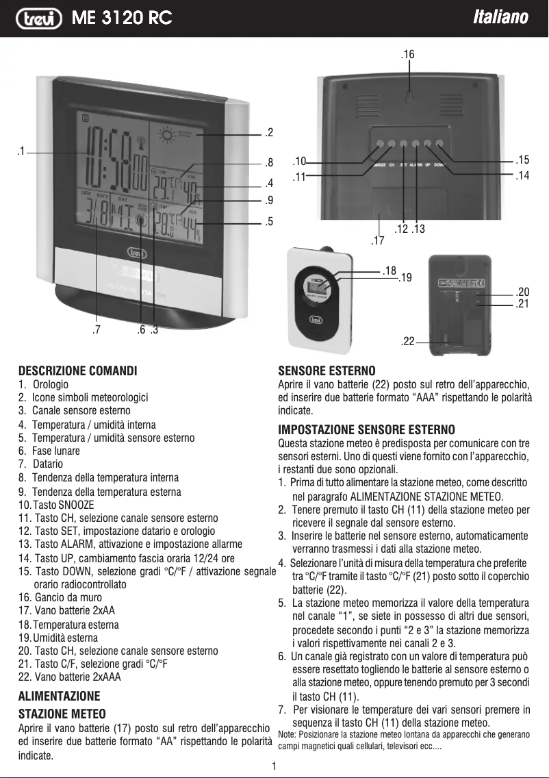 Page 1 of the manual User Manual Trevi ME 3120 RC