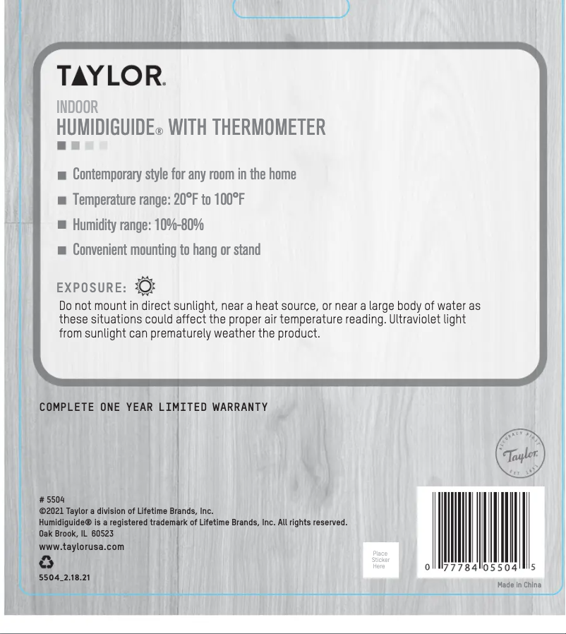 Page 1 of the manual User Manual Taylor 5504