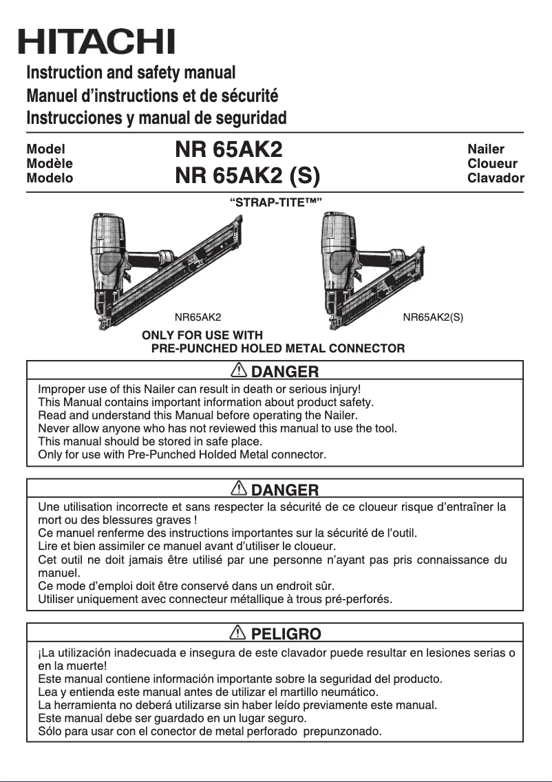 Page 1 of the manual User Manual Metabo NR65AK2