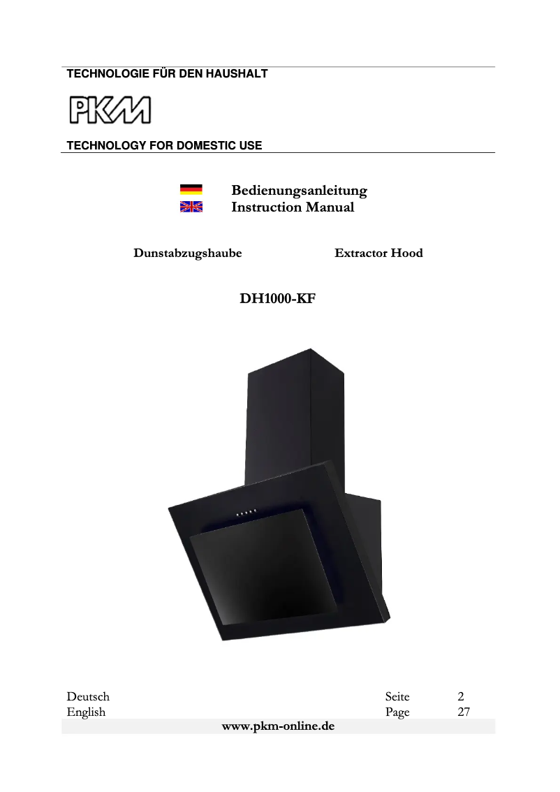 Page 1 of the manual User Manual PKM DH1000-KF