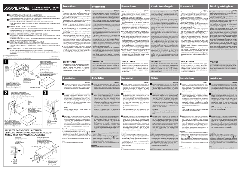 Page 1 of the manual User Manual Alpine TDA-7565R