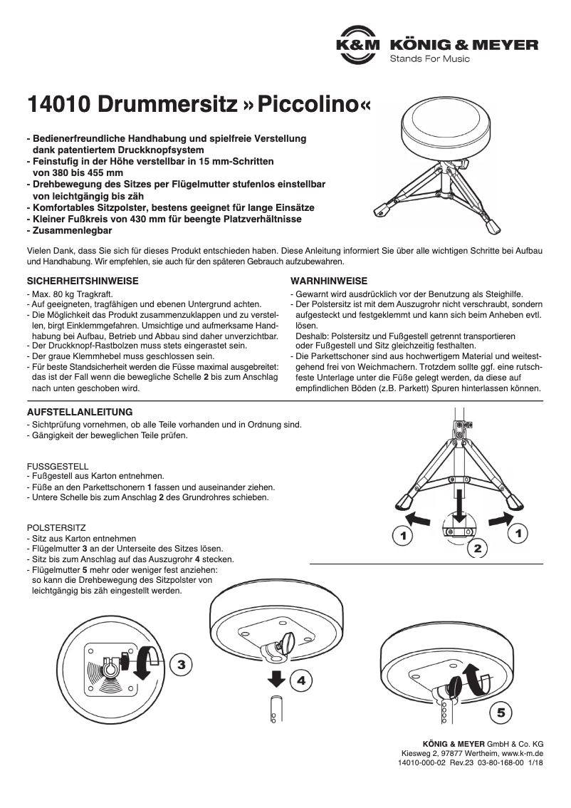 Page 1 of the manual User Manual Konig & Meyer Piccolino 14010