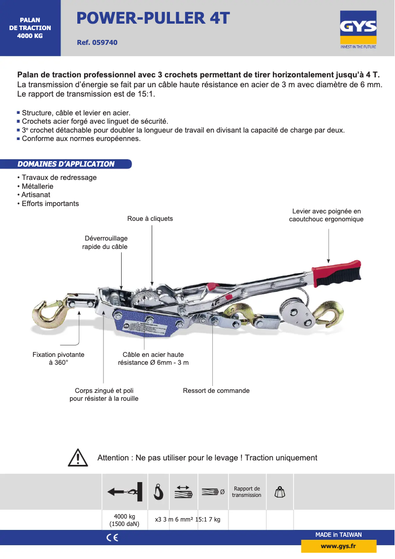 First page image of the manual for Power Puller 4T