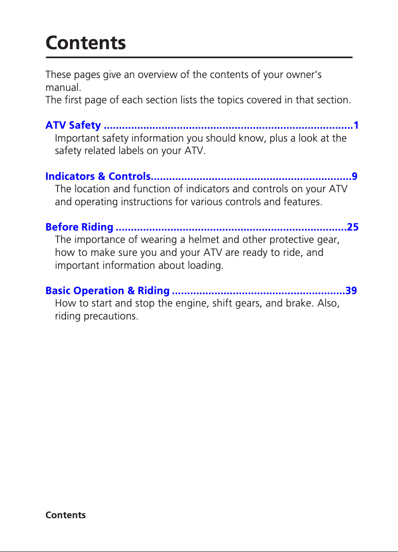 First page image of the manual for TRX400X (2014)