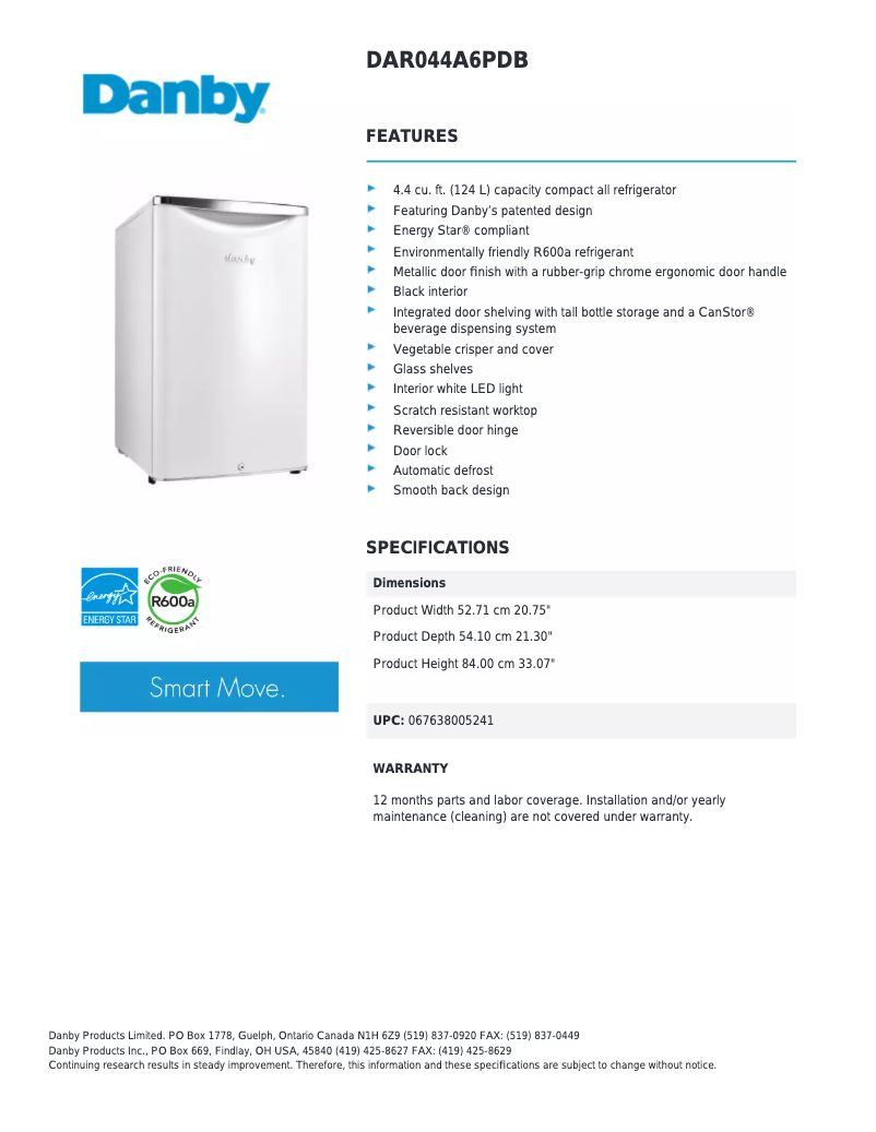 First page image of the manual for DAR044A6PDB