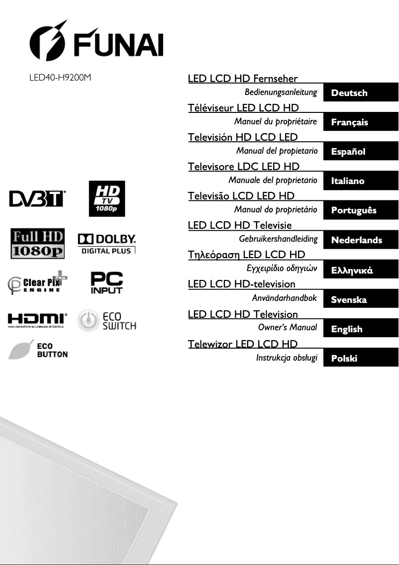 First page image of the manual for LED40H9200M