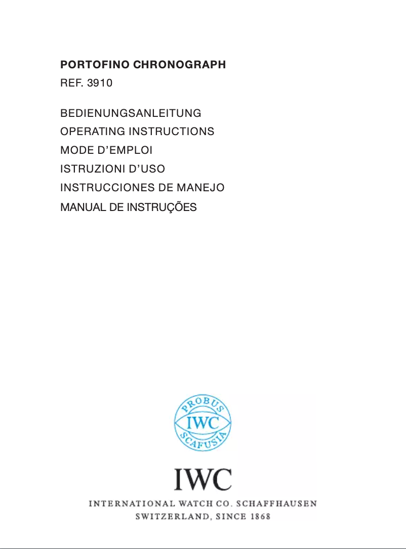 Page 1 of the manual User Manual IWC Portofino Chronograph 3910