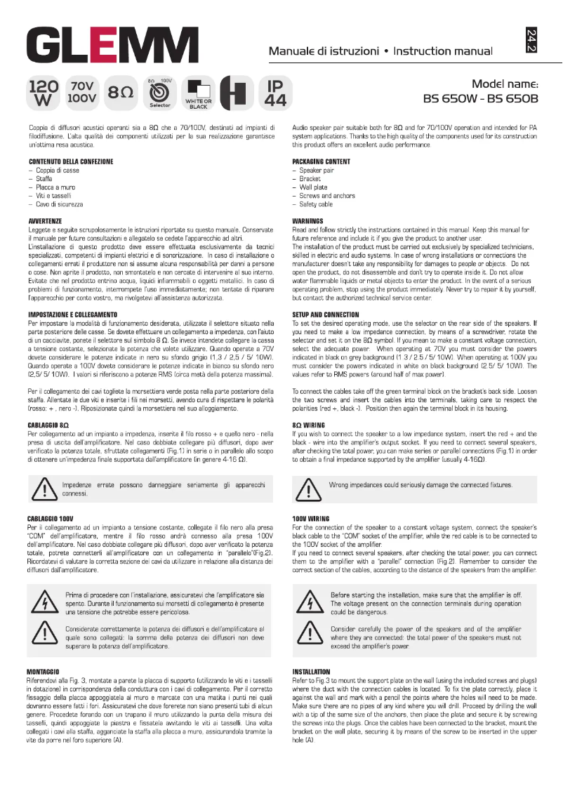 Page 1 of the manual User Manual Glemm BS 650B