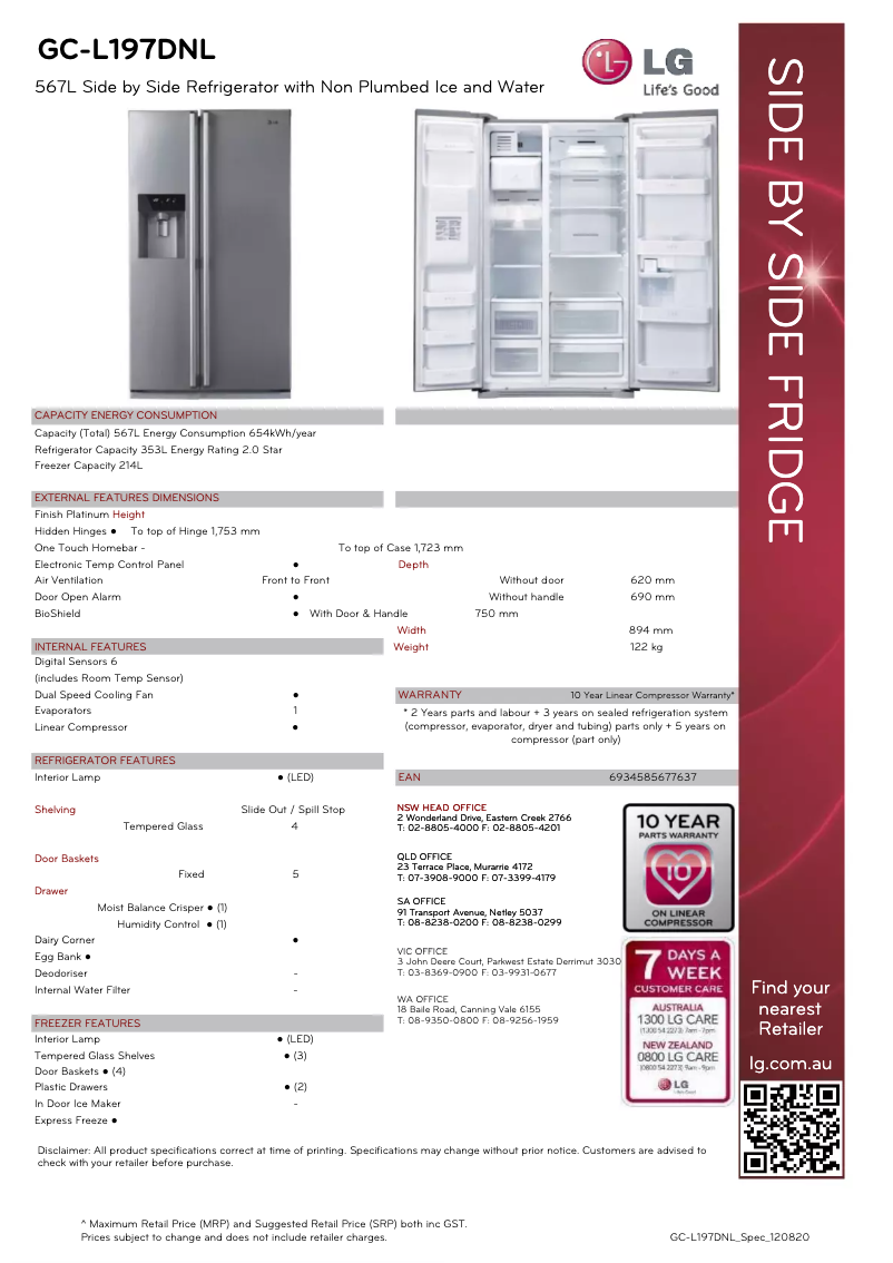 First page image of the manual for GC-L197DNL