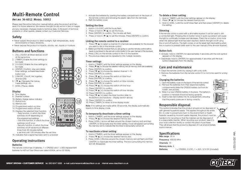 First page image of the manual for 50052