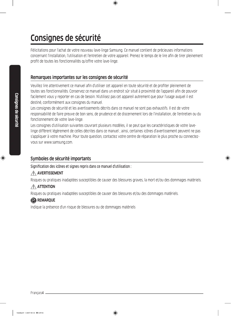 First page image of the manual for WW70J5555FW