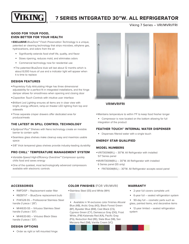 First page image of the manual for VRI7300WRVC