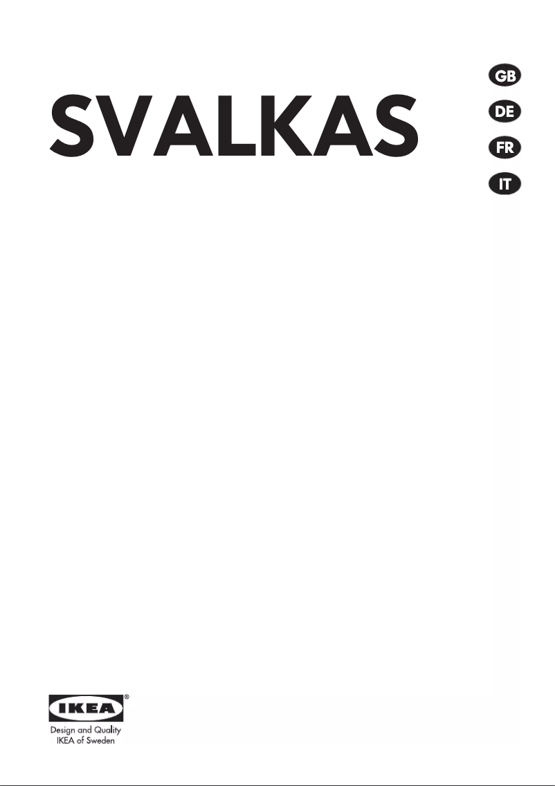 First page image of the manual for SVALKAS