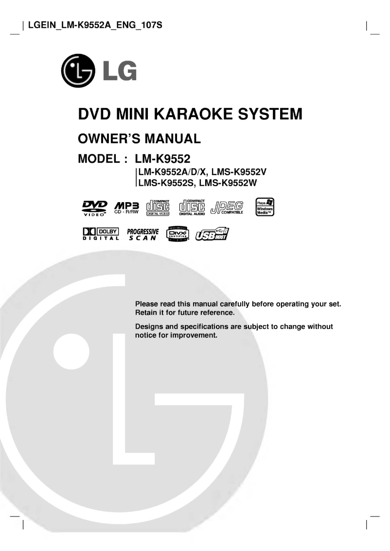 First page image of the manual for LM-K9552A
