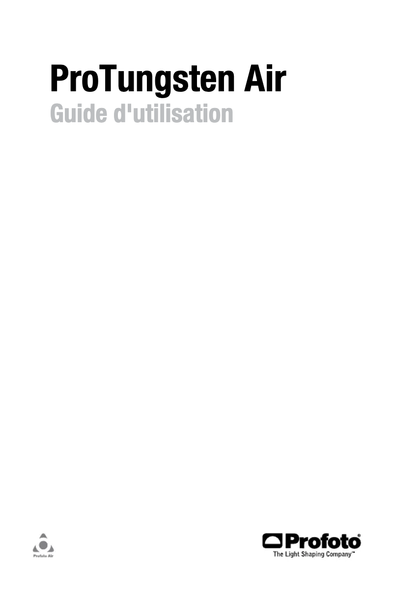 First page image of the manual for ProTungsten Air