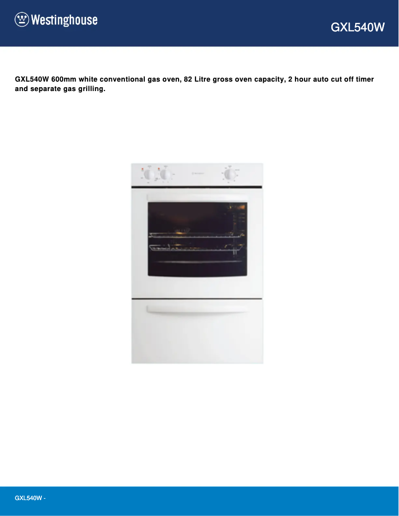 First page image of the manual for GXL540W