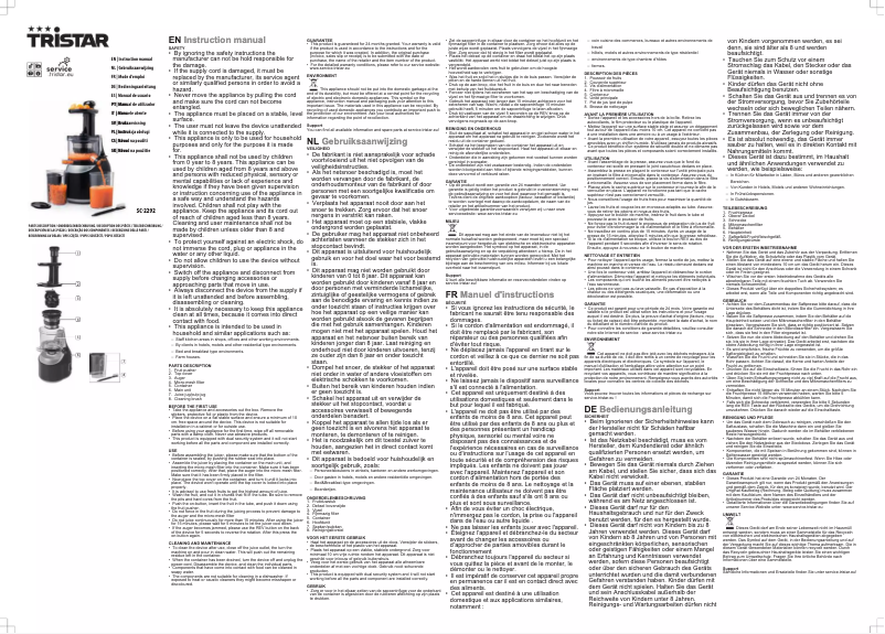 Page 1 of the manual User Manual TriStar SC-2292