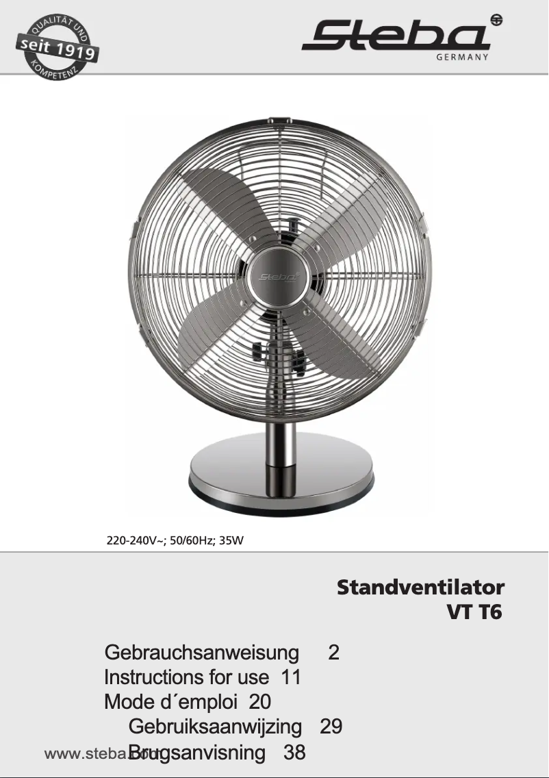 Page 1 of the manual User Manual Steba VT T6