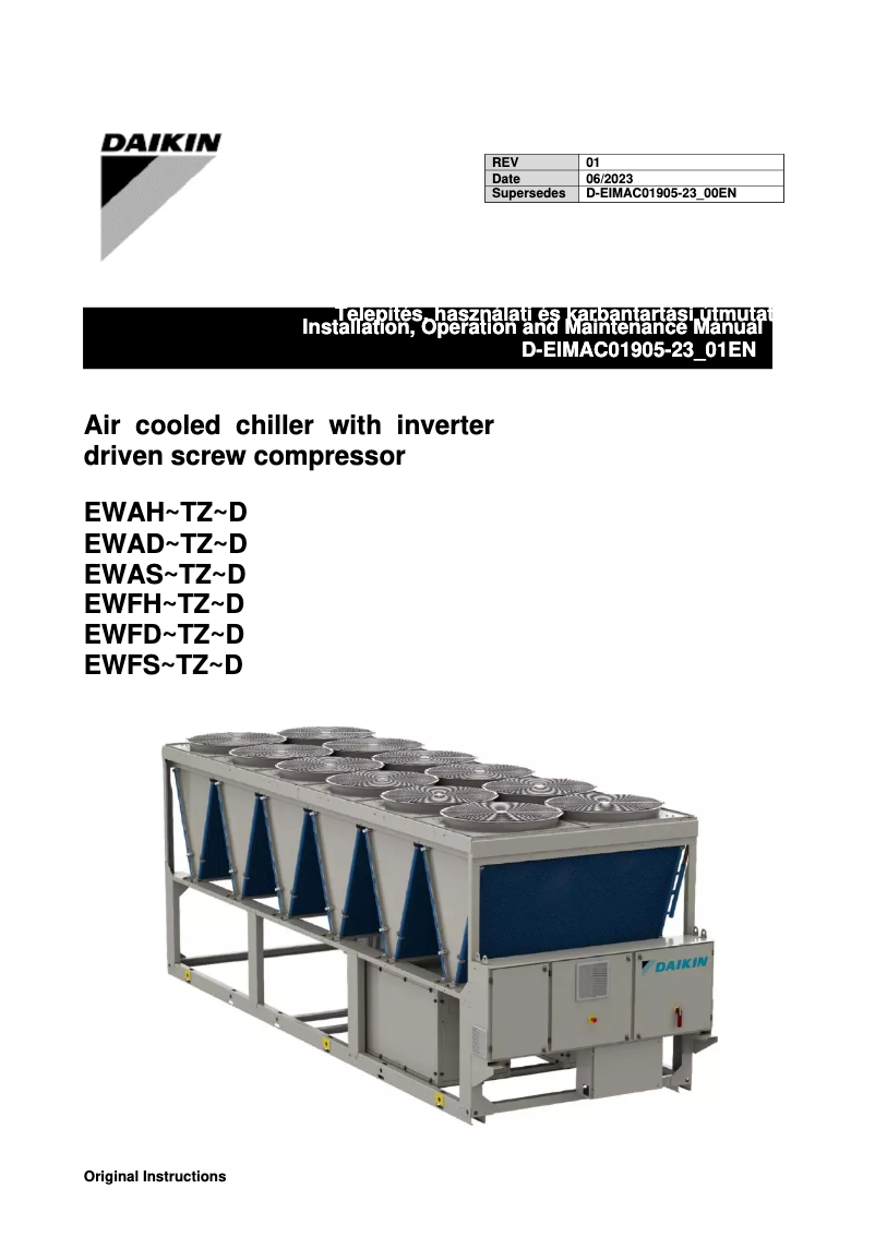 First page image of the manual for EWADH19TZSRC2