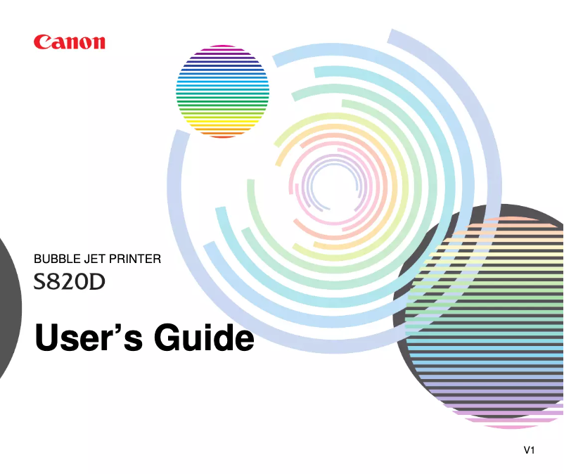 First page image of the manual for Bubble Jet S820D