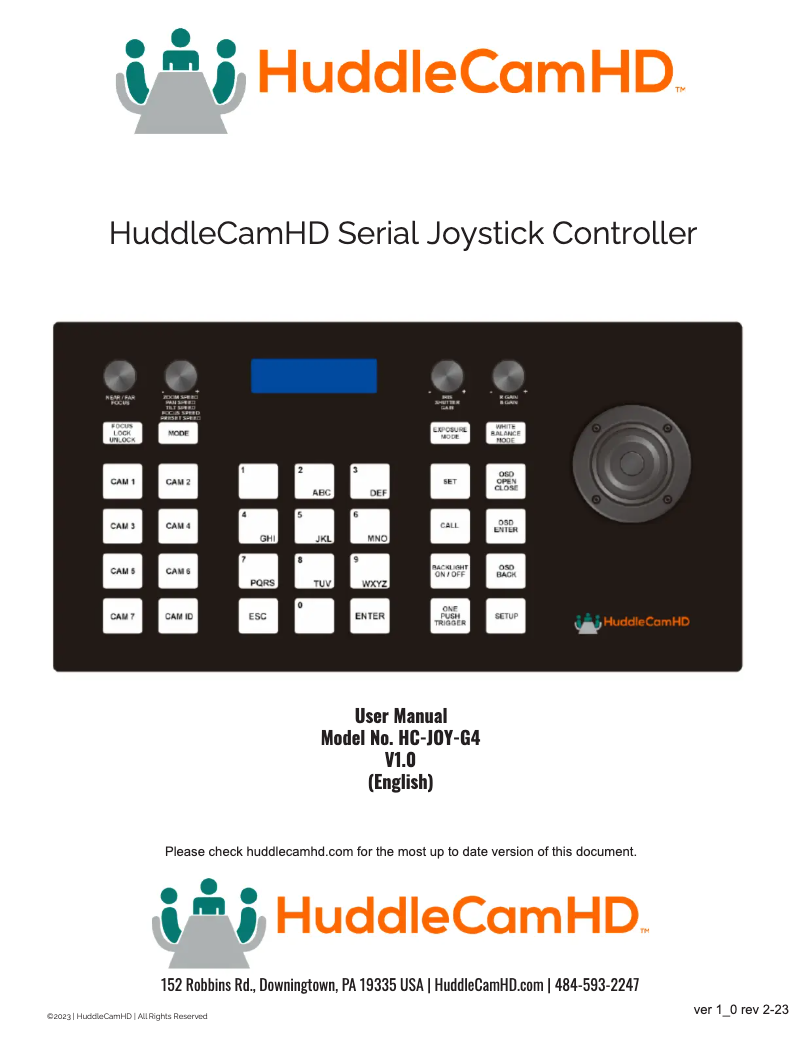 Page 1 of the manual User Manual HuddleCamHD HC-JOY-G4