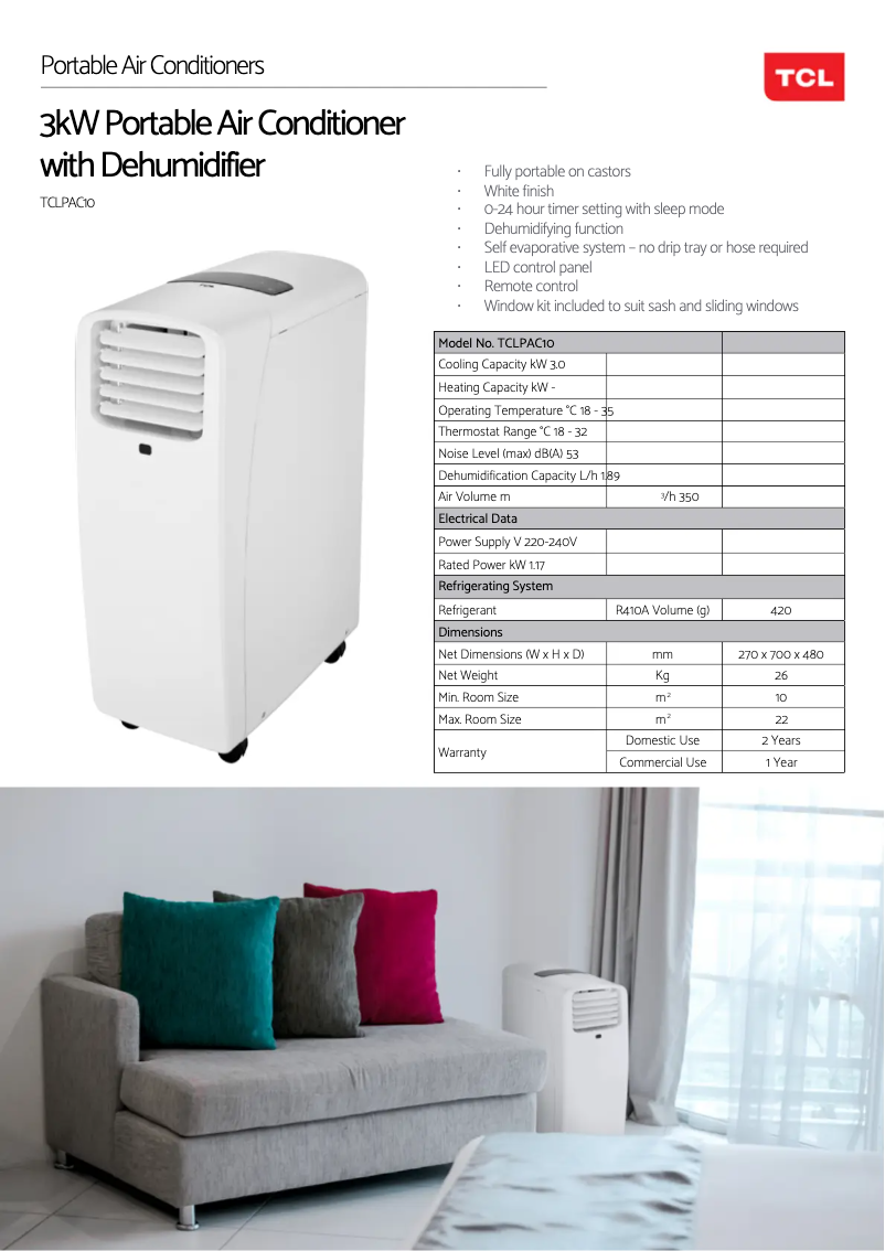 First page image of the manual for TCLPAC10