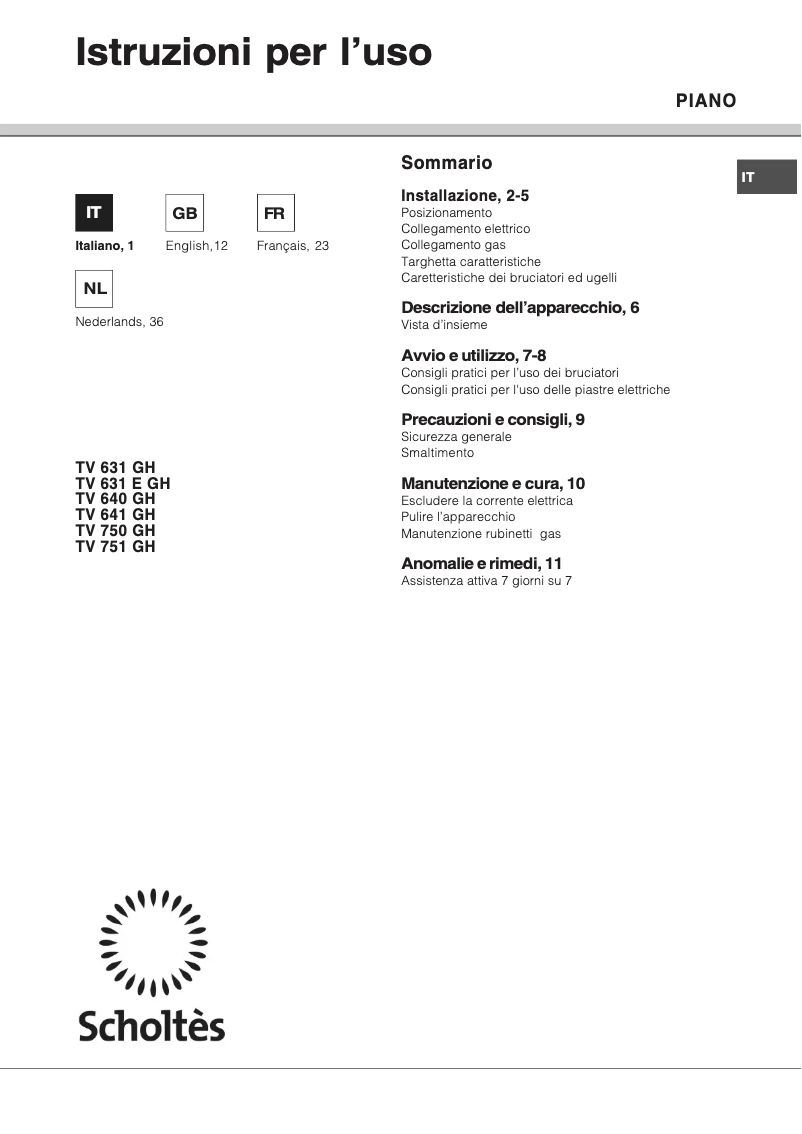 First page image of the manual for TV 640 GHMI