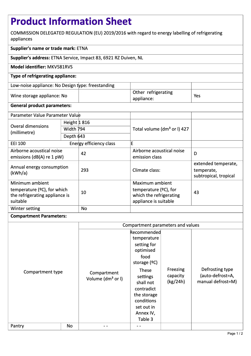 First page image of the manual for MKV581RVS